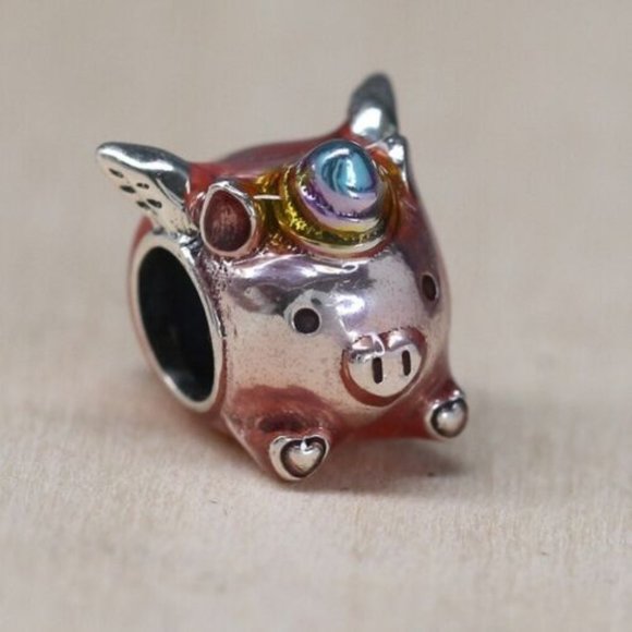 Authentic Pandora Charm Flying Unicorn Pig Bead - Picture 1 of 3